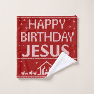 Happy Birthday Jesus Christmas Sweater Religious Bath Towel Set