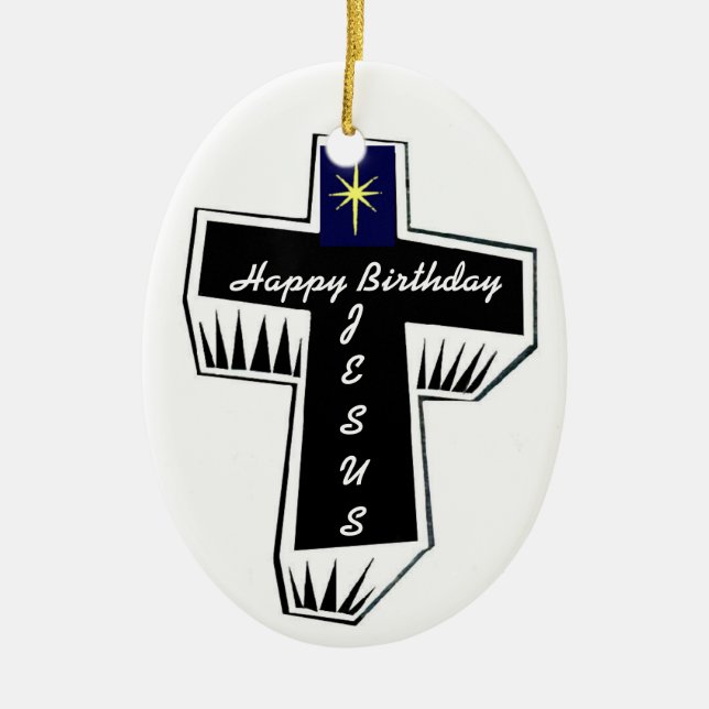 Happy Birthday Jesus Christmas Tree Ornament (Front)