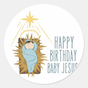 Happy Birthday Jesus Classic Round Sticker