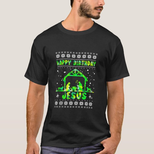 Happy Birthday Jesus is The Reason Christian Relig T-Shirt (Front)