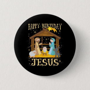 Happy Birthday Jesus Matching Family Xmas Pyjamas 6 Cm Round Badge