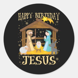 Happy Birthday Jesus Matching Family Xmas Pyjamas Classic Round Sticker
