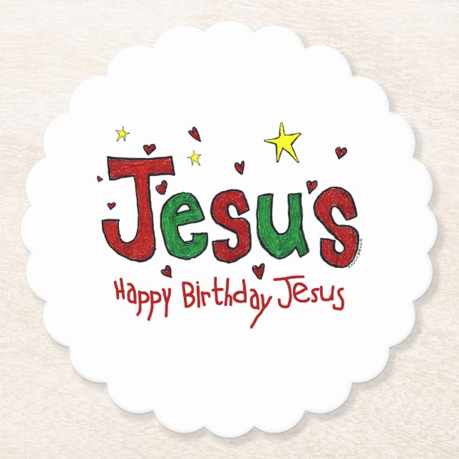 Happy Birthday Jesus Paper Coaster (Front)