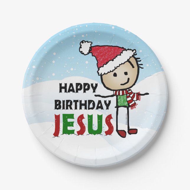 Happy Birthday Jesus Paper Plate (Front)