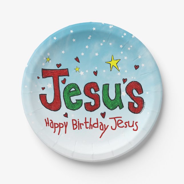 Happy Birthday Jesus Paper Plate (Front)