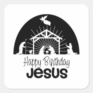 Happy Birthday Jesus Square Sticker