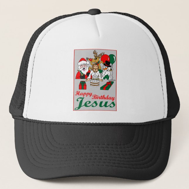 Happy Birthday Jesus Trucker Hat (Front)