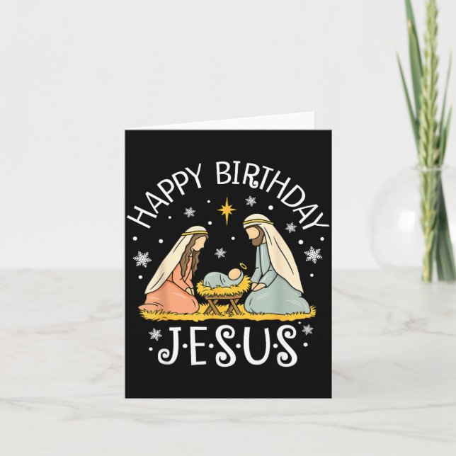 Happy Birthday Jesus Ugly Christmas Sweater Christ Card (Front)