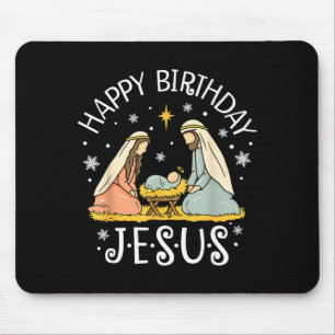 Happy Birthday Jesus Ugly Christmas Sweater Christ Mouse Mat