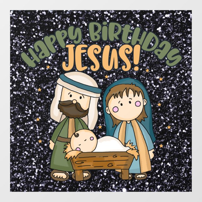 Happy Birthday Jesus Window Cling (Sheet)