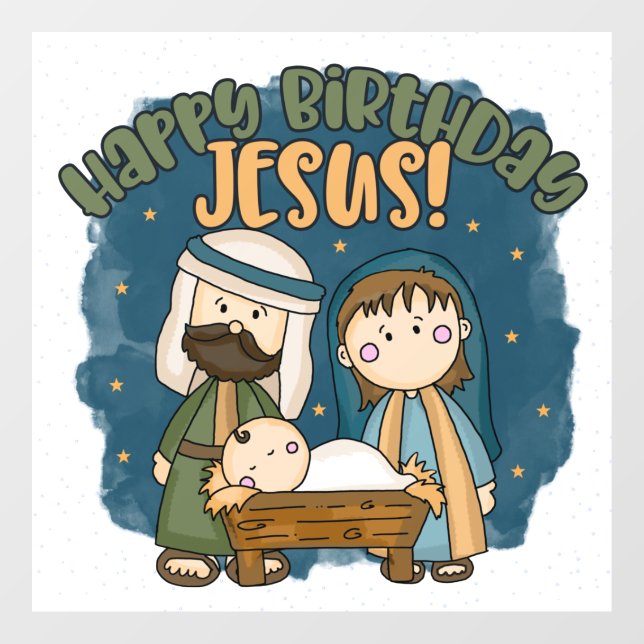 Happy Birthday Jesus Window Cling (Sheet)