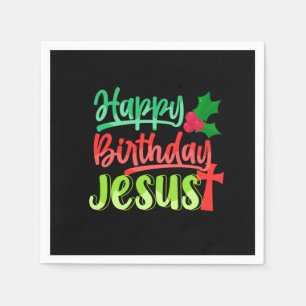Happy Birthday Jesus Xmas Merry Christmas Gift Napkin