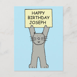 Happy Birthday Joseph Cartoon Cat Postcard