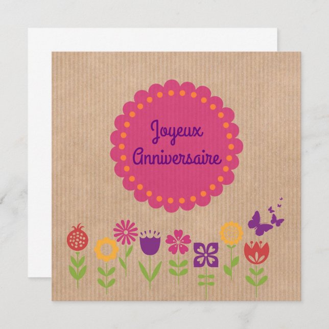 Happy Birthday | Joyeux Anniversaire Card (Front/Back)