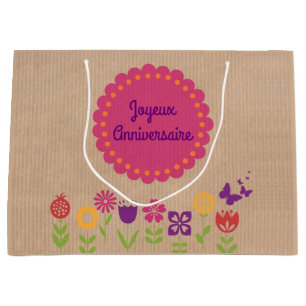 Happy birthday   Joyeux Anniversaire Large Gift Bag