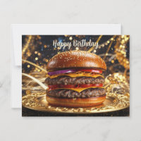 Happy Birthday Juicy Hamburger on the Plate 