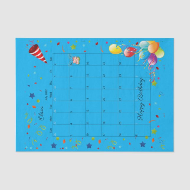 Happy Birthday July 2022 Tissue Paper (Front)