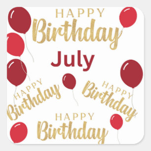 Happy birthday July Birthdays Sticker