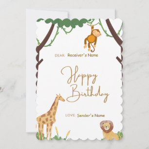Happy Birthday jungle animals Holiday Card