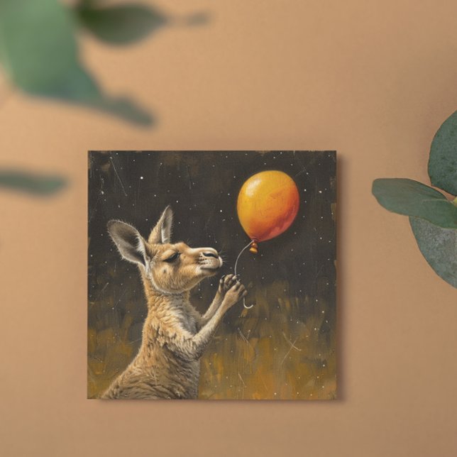 Happy Birthday, Kangaroo with balloon Holiday Card (Creator Uploaded)