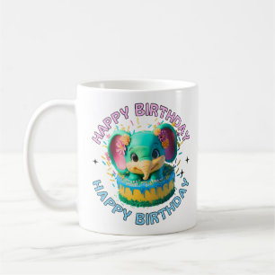 Happy Birthday Kawaii Elephant Coffee Mug