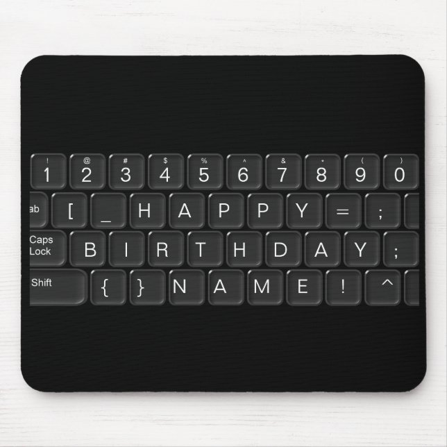 "Happy Birthday" keyboard Mouse Mat (Front)