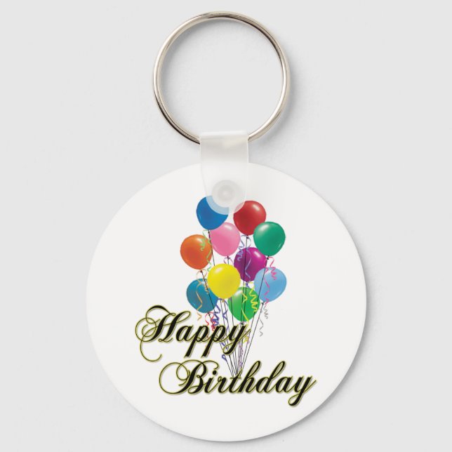 Happy Birthday Keychain- D4 Key Ring (Front)