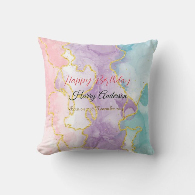 Happy Birthday kid throw pillow back custom photo  (Front)
