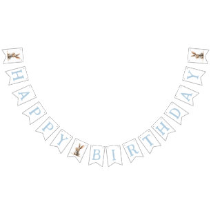 Happy Birthday Kids Bunny Birthday Blue Bunting