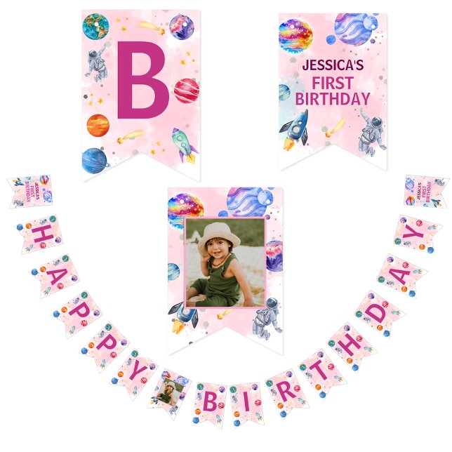 Happy Birthday Kids Modern pink Bunting (Creator Uploaded)