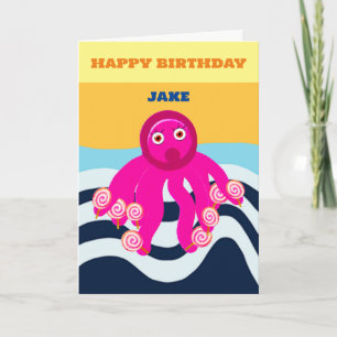 Happy Birthday kids octopus Card