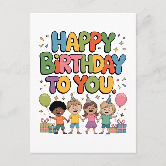 Happy Birthday Kids Postcard (Front)