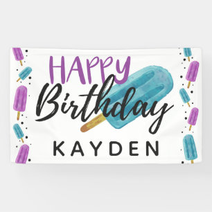 HAPPY BIRTHDAY Kid's Summer Ice Pop Party Decor Banner