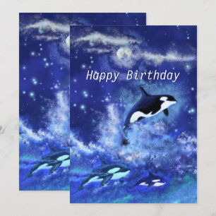 Happy Birthday - Killer Whales on Full Moon