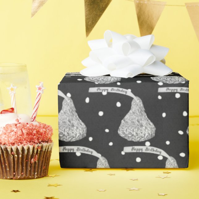 Happy Birthday Kisses On Dots Wrapping Paper (Birthday Party)