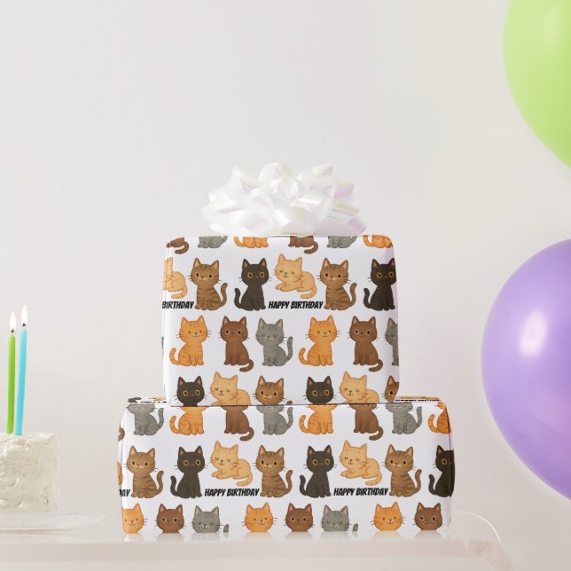 Happy Birthday Kitten Collection Wrapping Paper (Party Gifts)