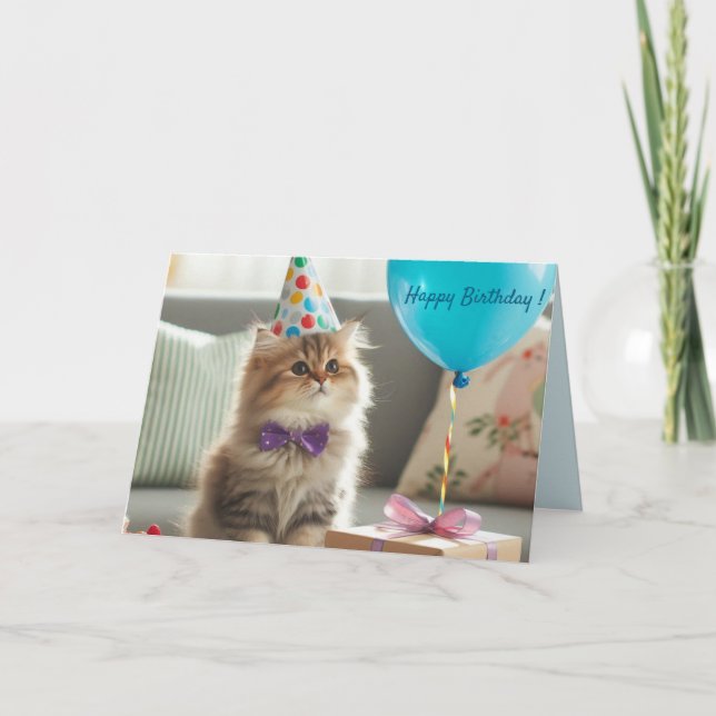 Happy Birthday Kitty Cat Card (Front)