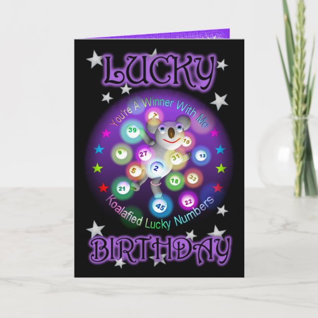 Happy Birthday Koala Lottery Greeting Card (Front)