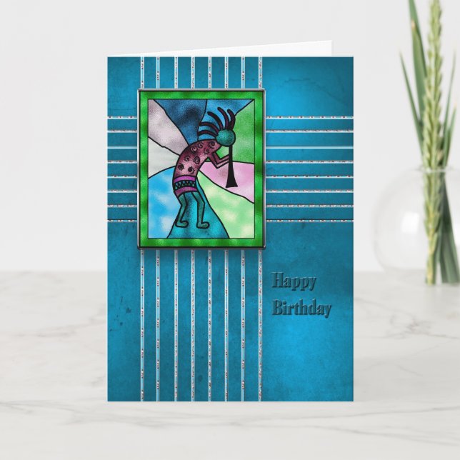 HAPPY BIRTHDAY - KOKOPELLI -AMERICAN INDIAN SERIES CARD (Front)