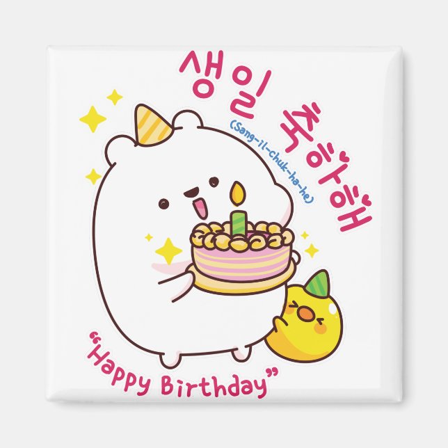 Happy Birthday Korean Hangul Magnet (Front)
