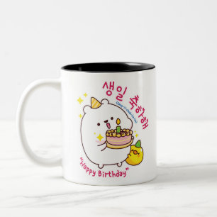 Happy Birthday Korean Hangul Two-Tone Coffee Mug