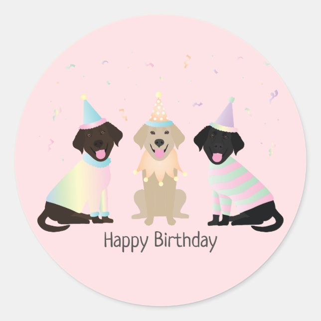 Happy Birthday Labrador Retriever Dogs Classic Round Sticker (Front)