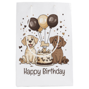 Happy Birthday Labrador Retriever Dogs Medium Gift Bag
