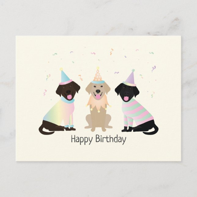 Happy Birthday Labrador Retriever Dogs Postcard (Front)