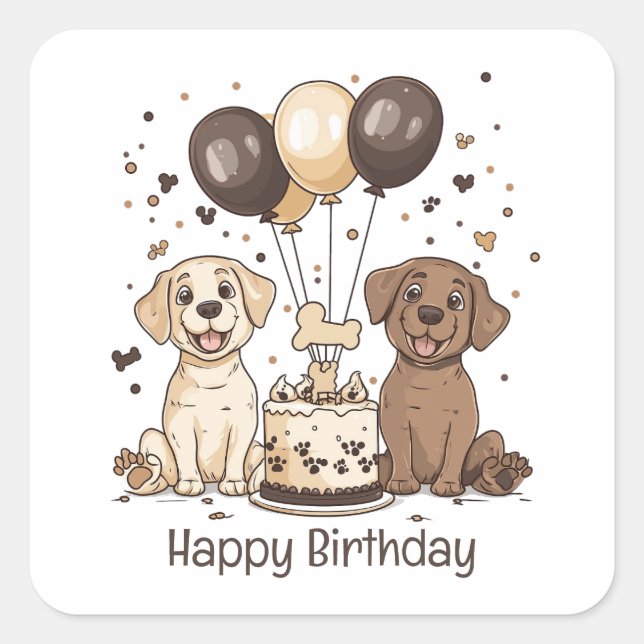 Happy Birthday Labrador Retriever Dogs Square Sticker (Front)