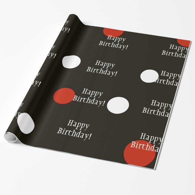 Happy Birthday Lady Bug Wrapping Paper (Unrolled)
