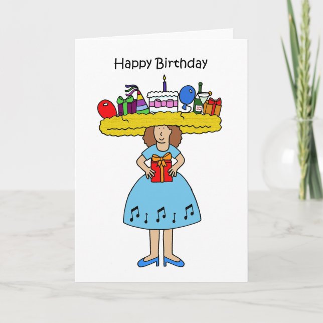Happy Birthday Lady Wearing a Fabulous Party Hat Card (Front)