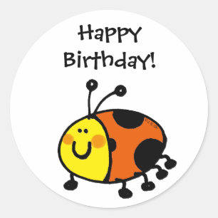 Happy Birthday! (ladybug) Classic Round Sticker