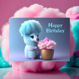 Happy Birthday, Lama eating cupcake Postcard