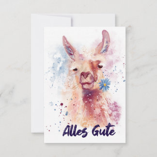 Happy Birthday Lama keeps flower in his mouth